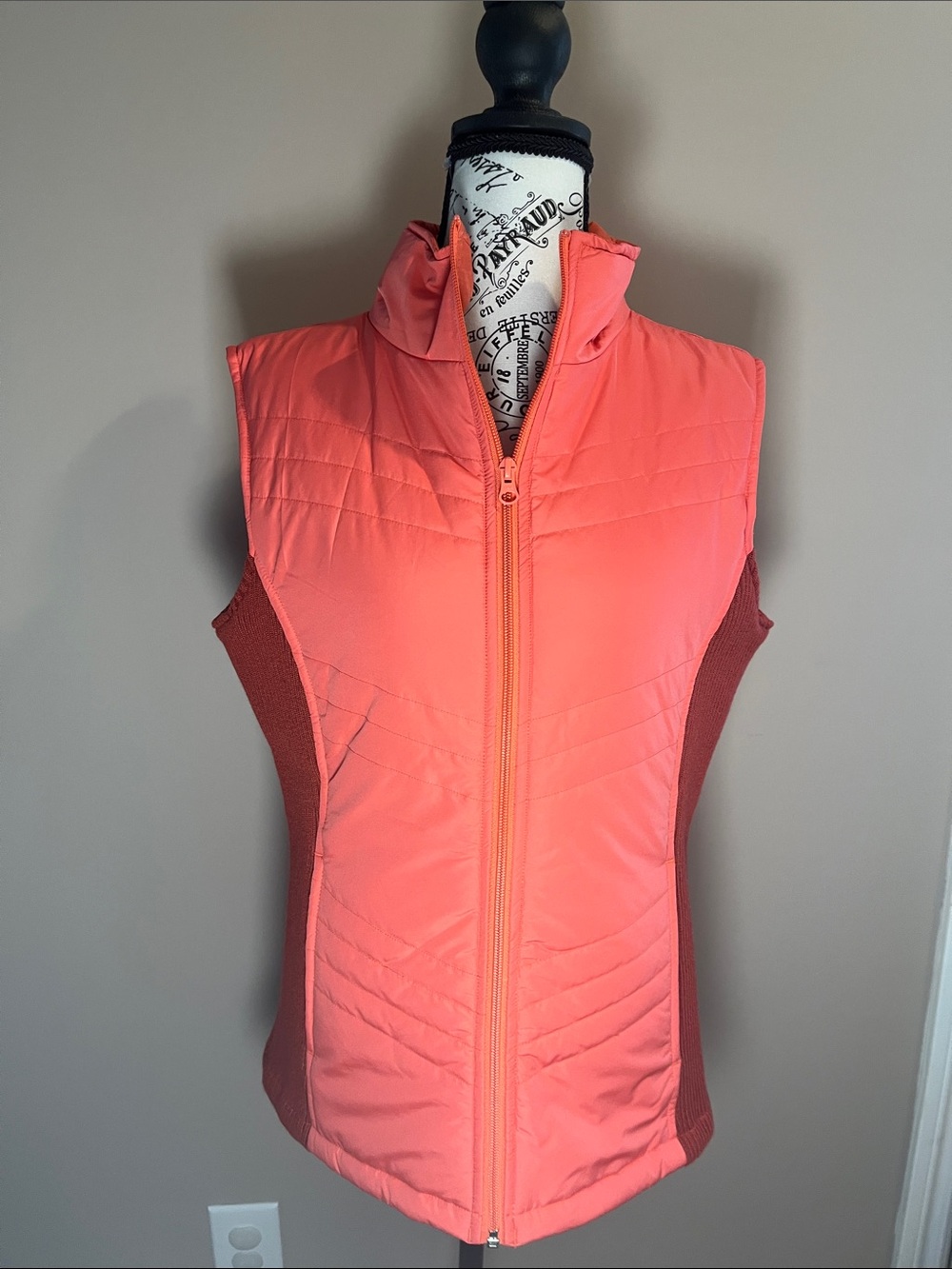 Women's Coral Quilted Active Vest with Rose Side Panels